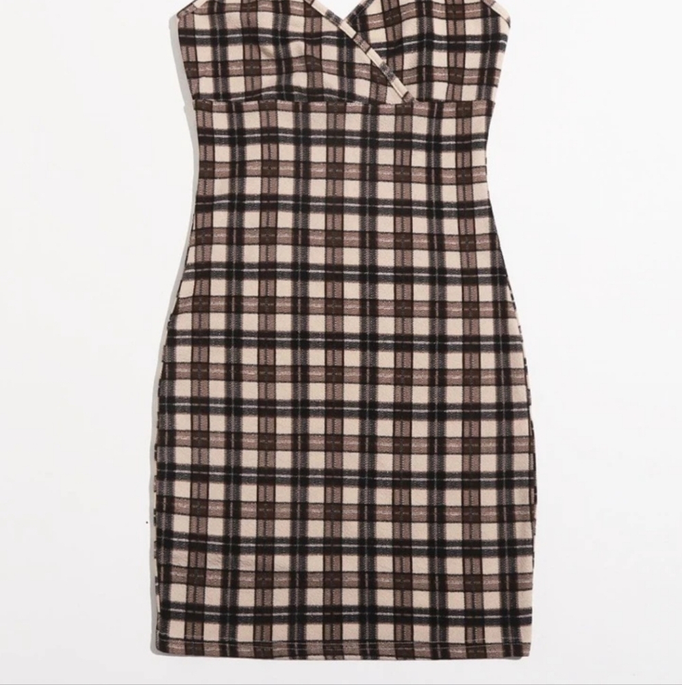 Plaid Spaghetti Strap fitted Dress - Picture 8 of 8